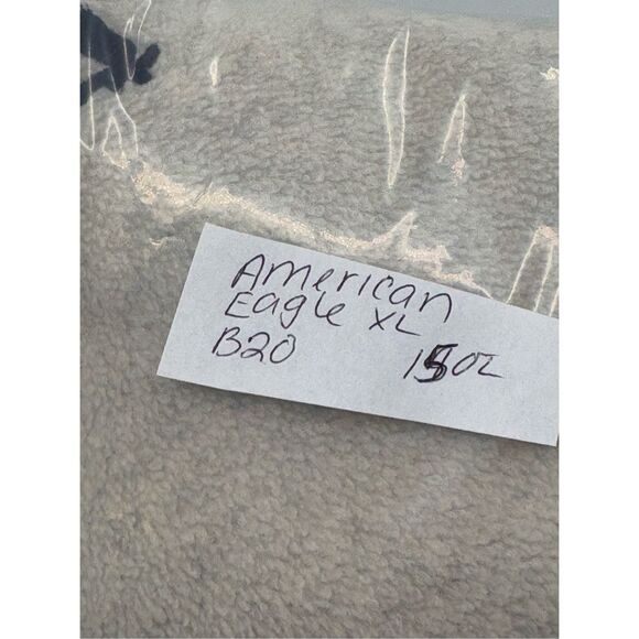 American Eagle Outfitters Fleece Sweater 1/4 Zip Y2K Men Large Gray Beige - Picture 12 of 12